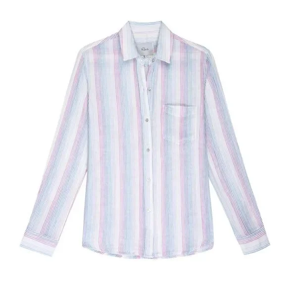 Rails Ellis Iris Gauze Long Sleeve Blouse Stripes Summer Medium - Picture 2 of 12
